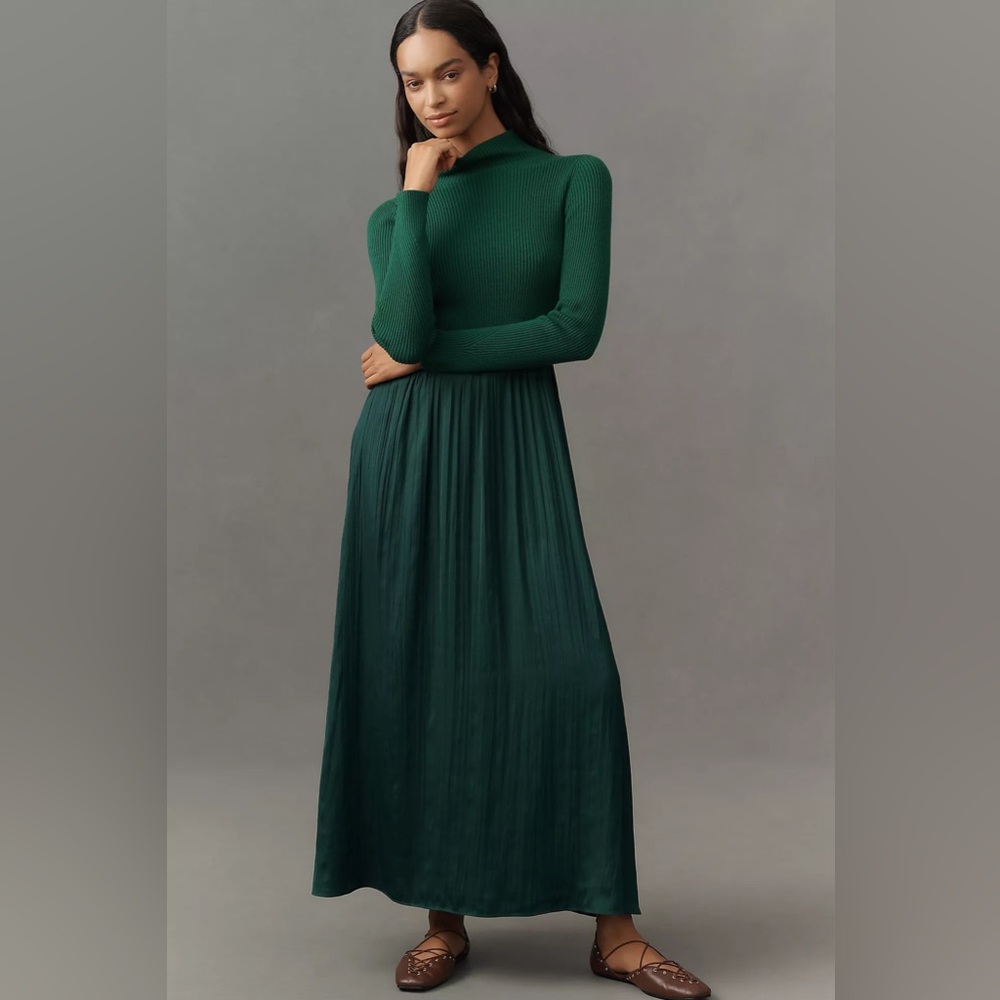 NWOT Anthropologie THE THEA TWOFER SWEATER DRESS in Holly, Size M Petite